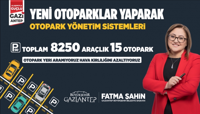 GAZİANTEP’E YENİ 8 BİN 250 ARAÇLIK 15 OTOPARK   SİSTEMİ KURULACAK